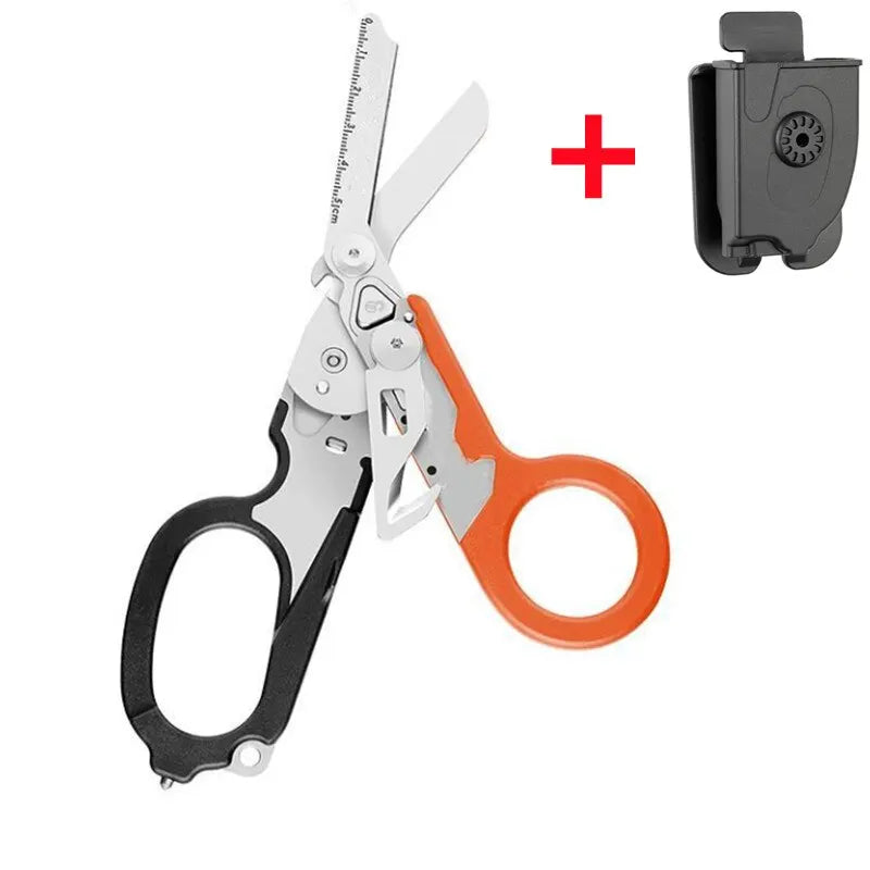 Multifunction First Aid Tactical Folding Scissors Outdoor Survival Tool Combination Tactical Scissors Stainless Steel