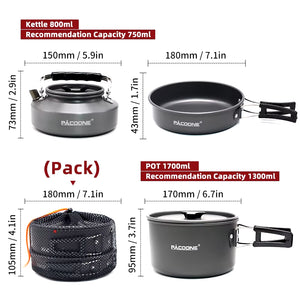 Portable Camping Cookware Set: Pot, Pan, Kettle & Tableware
