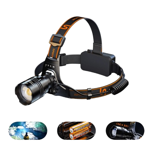 Rechargeable Headlamp - 8000mAh USB-C Zoomable Headlight for Fishing & Camping