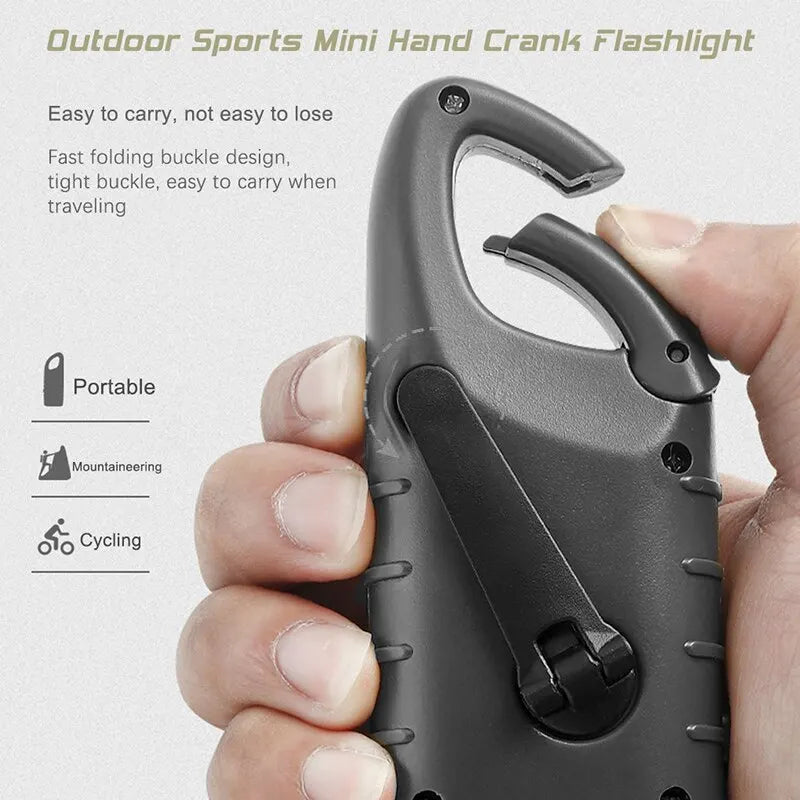 LED Flashlight Hand Crank Charging Solar Powered Rechargeable Survival Gear Self Powered Charging Hiking Torch Dynamo