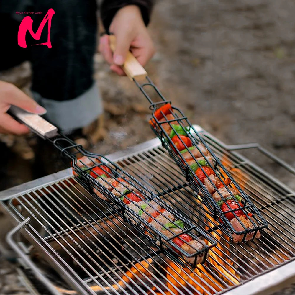 Portable Stainless Steel BBQ Grilling Basket Nonstick Tools