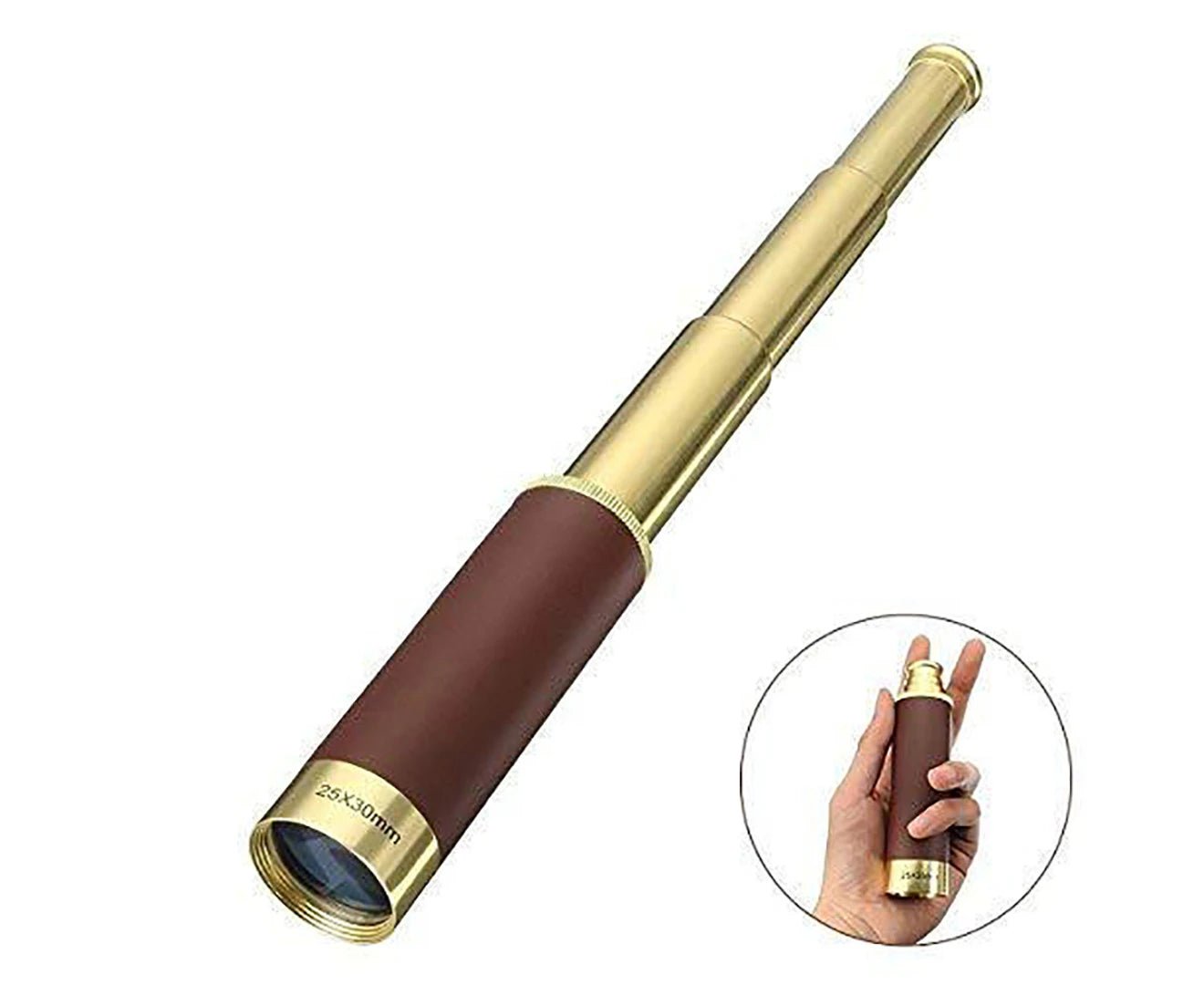 Retro Pirate Telescope Zoomable 25X30 Pocket Monocular Portable Collapsible Waterproof Spyglass Handheld Telescope Vintage Telescope