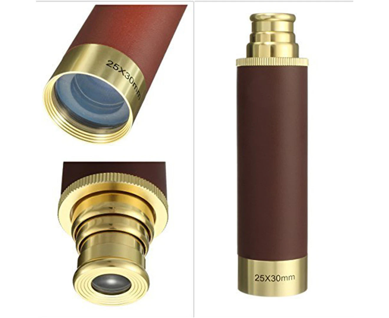 Retro Pirate Telescope Zoomable 25X30 Pocket Monocular Portable Collapsible Waterproof Spyglass Handheld Telescope Vintage Telescope