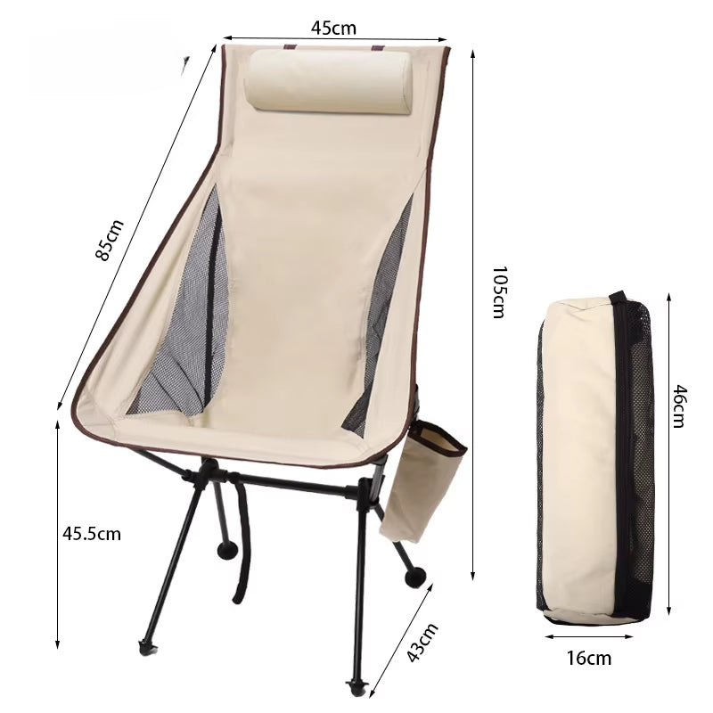 Portable Folding Camping Chair with Headrest Lightweight Tourist Chairs