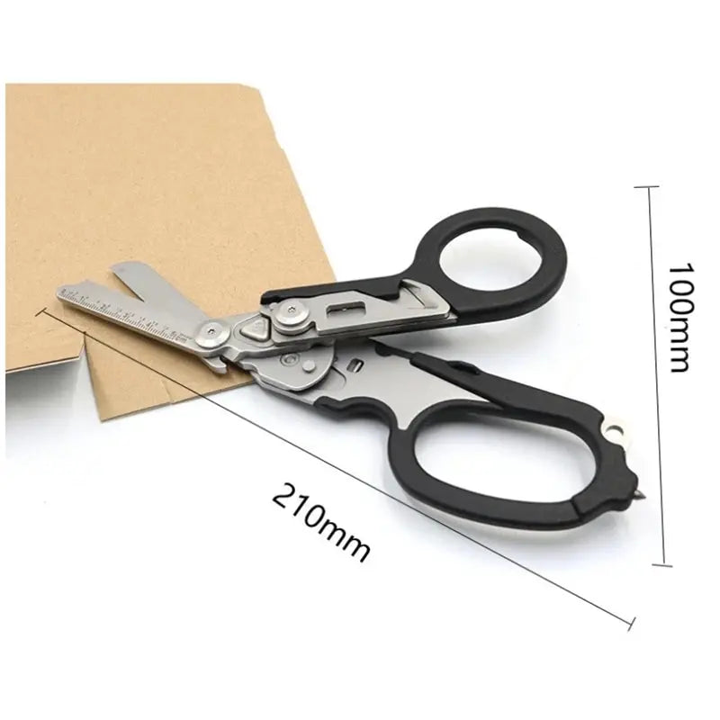 Multifunction  First Aid Tactical Folding Scissors Outdoor Survival Tool Combination Tactical Scissors Stainless Steel