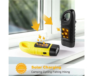 Hand Crank Solar Powered Flashlight Emergency Rechargeable Led Flashlight Survival Gear Self Powered Charging Torch for Outgoing Emergency