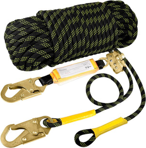  25Ft Vertical Roofing Rope with Safety Lanyard Harness