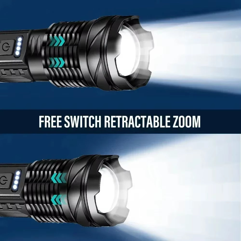 Tactical Flashlight, USB Rechargeable, Zoom Torch