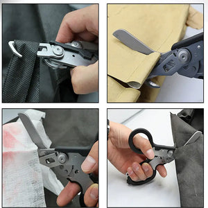 Multifunction  First Aid Tactical Folding Scissors Outdoor Survival Tool Combination Tactical Scissors Stainless Steel