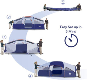 Tent 8 Person Camping Tents, Weather Resistant Family Tent