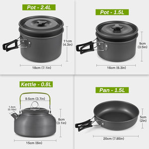 33PCS Cookware Mess Kit Outdoor Cooking Utensils Kit Camping Cookware