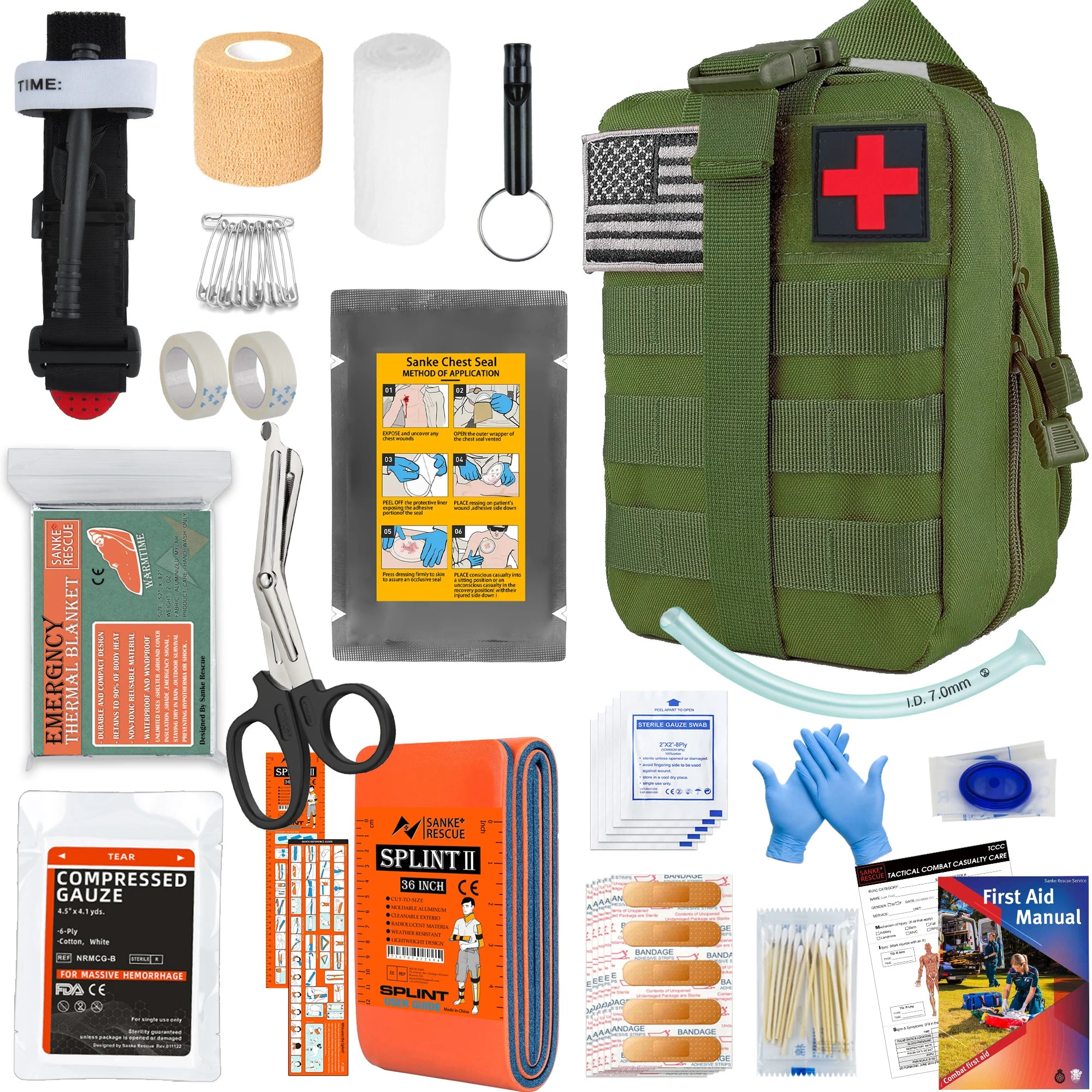 Survival Kit First Aid Survival Gear with Molle System Compatible Bag Earthquake Outdoor Adventure Hiking Hunting Gifts for Men