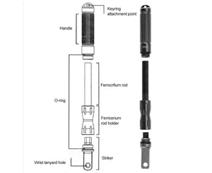 Outdoor Survival Magnesium Flint and Steel Striker Fire Starter Lighter Stick