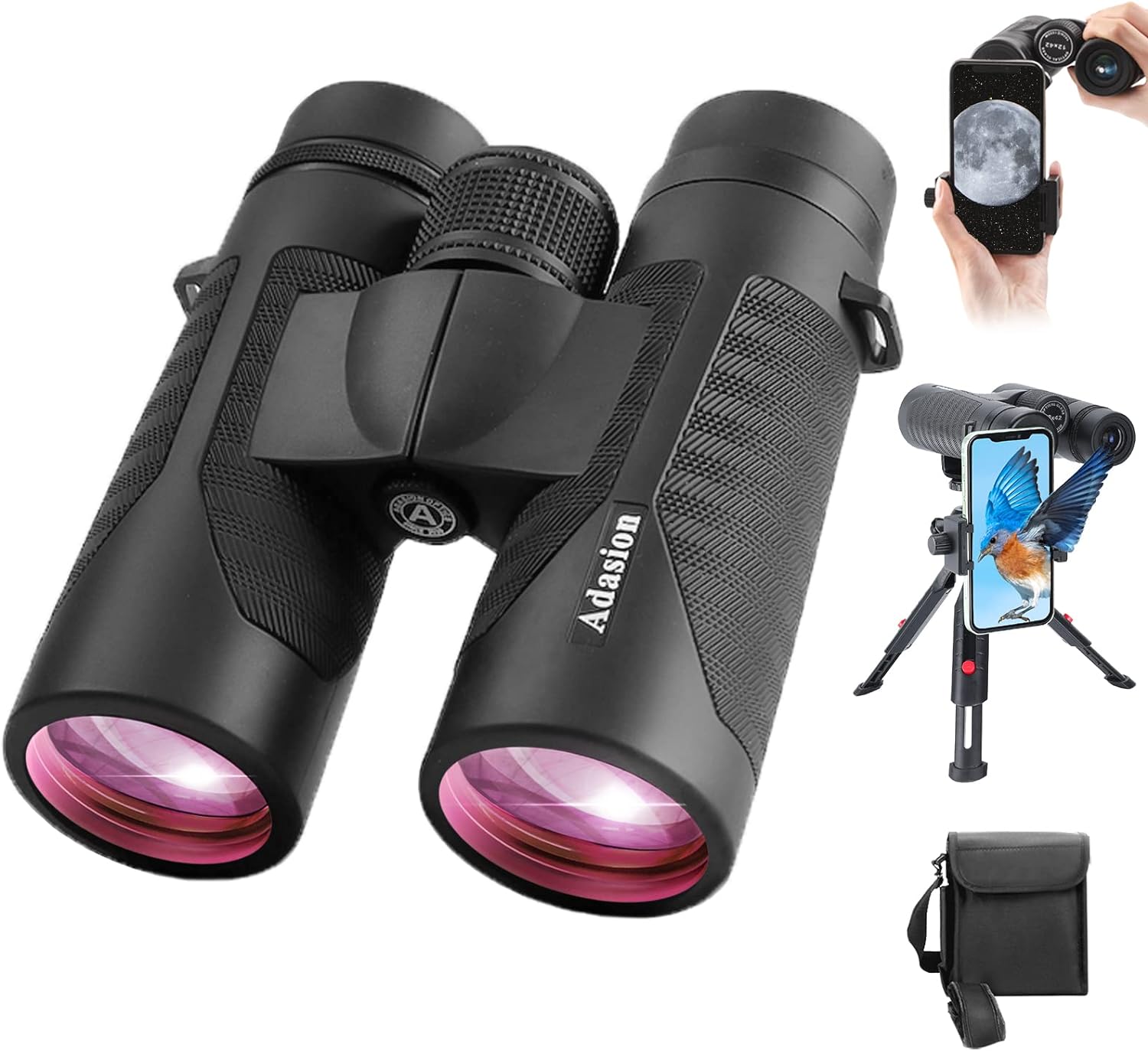 12X42 HD Binoculars for Adults with Phone Adapter & Tripod