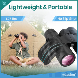 12X42 HD Binoculars for Adults with Phone Adapter & Tripod