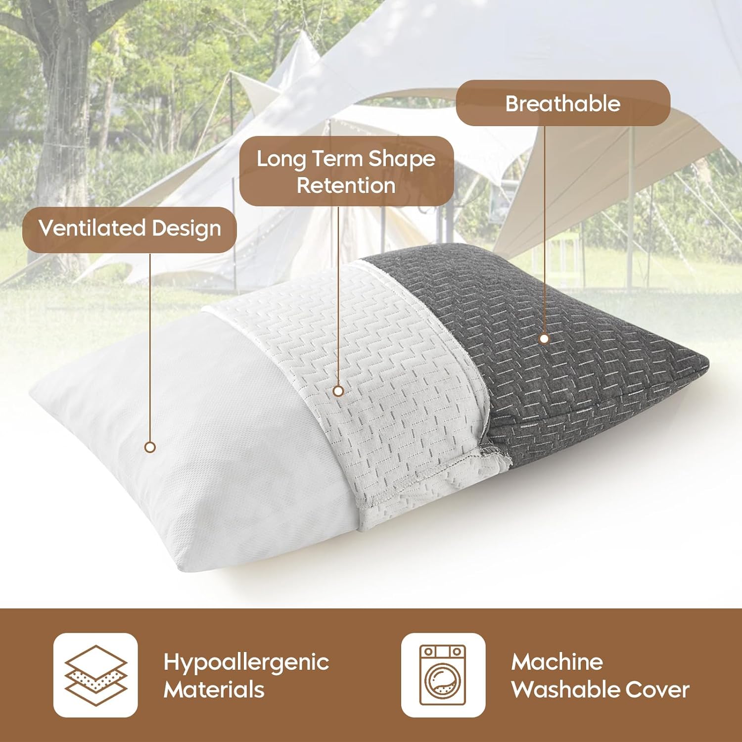 Small Shredded Memory Foam Pillow, Camping Pillow Travel Pillow