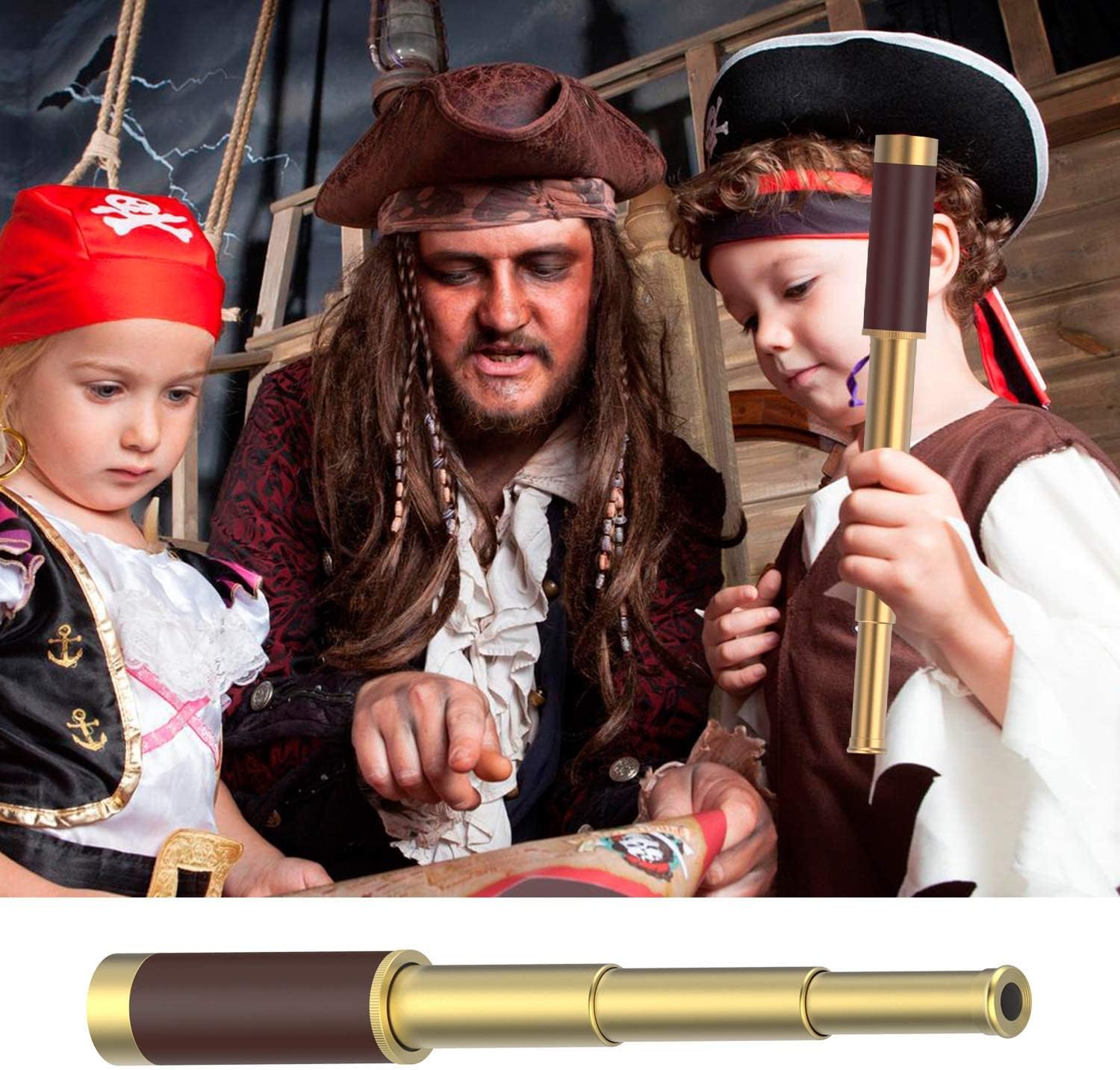 Pirate Treasure Map Set: Monocular Telescope & Pocket Compass