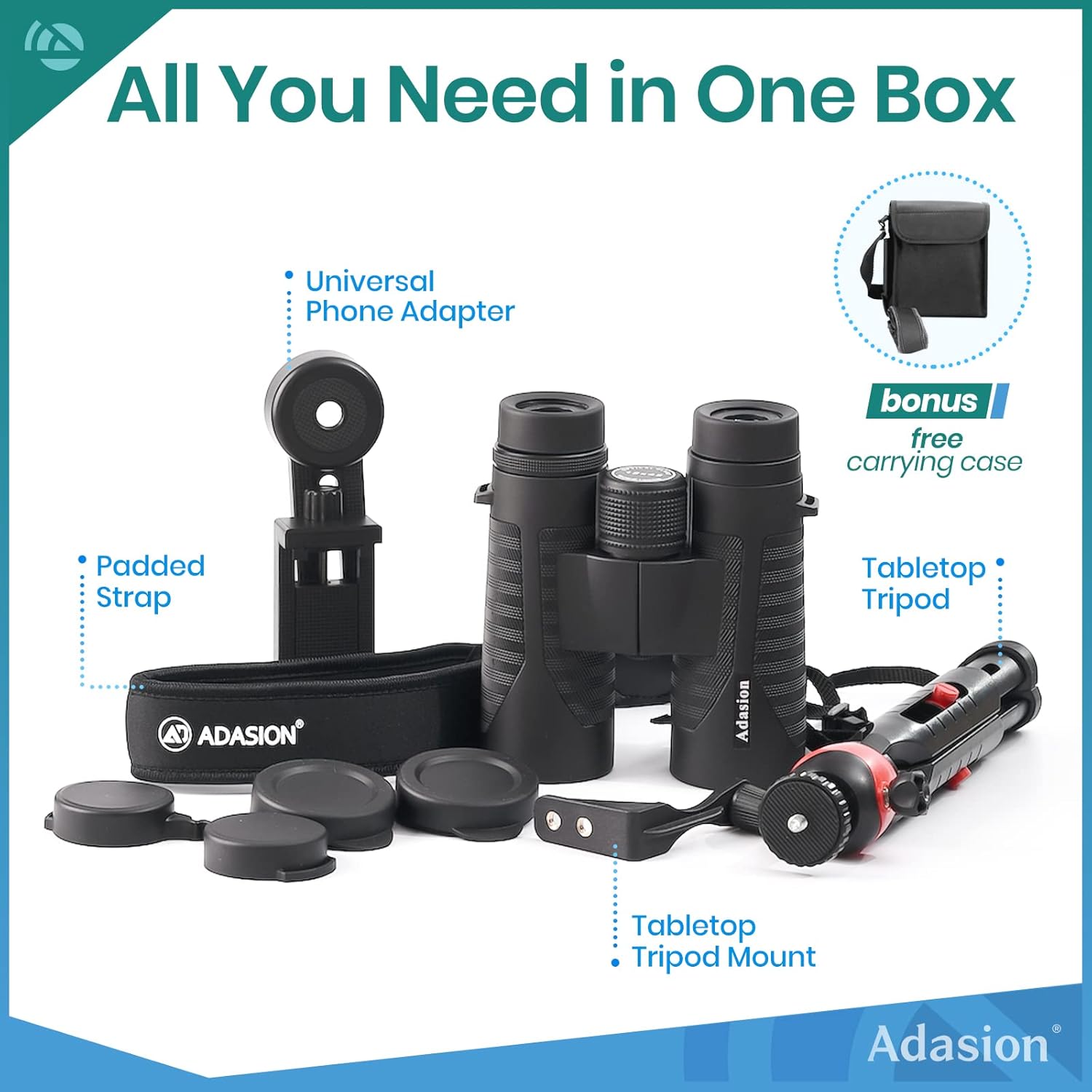 12X42 HD Binoculars for Adults with Phone Adapter & Tripod