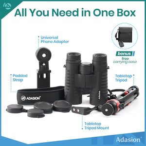 12X42 HD Binoculars for Adults with Phone Adapter & Tripod