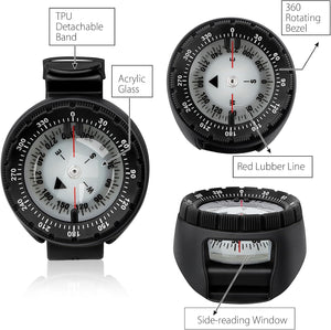 Professional Waterproof 5ATM Dive Wrist Compass