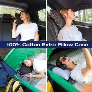 Memory Foam Pillow for Travel and Camping with Extra Cotton Cover (Black)