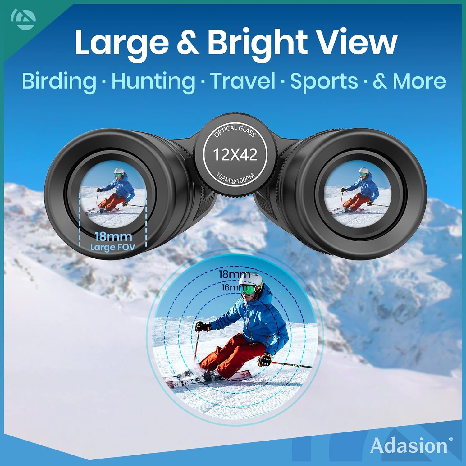 12X42 HD Binoculars for Adults with Phone Adapter & Tripod