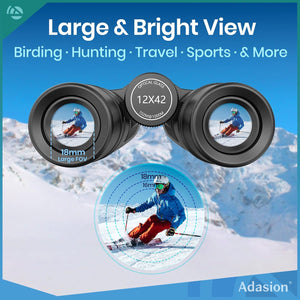12X42 HD Binoculars for Adults with Phone Adapter & Tripod
