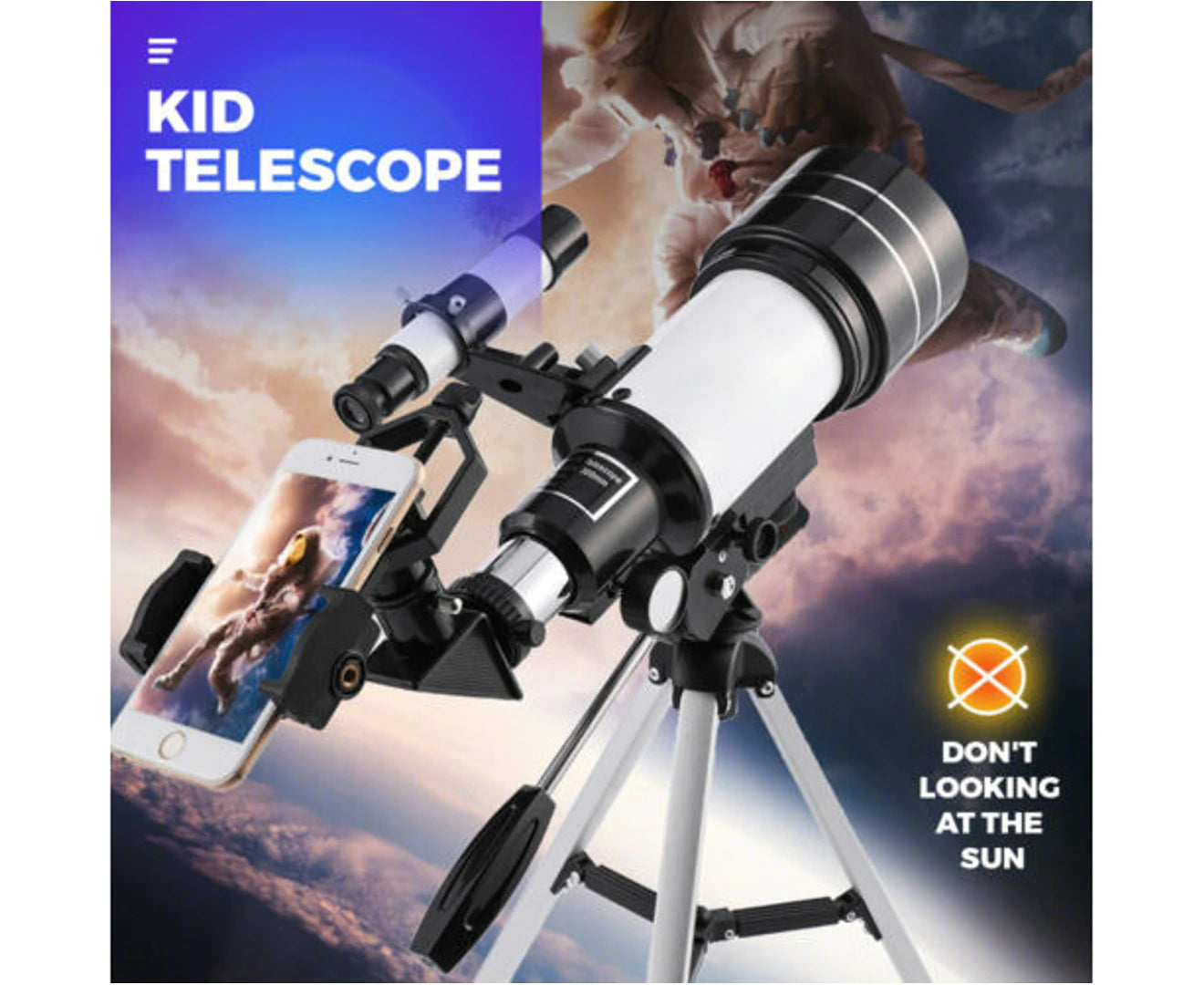 Astronomical Telescope Space 300Mmx70Mm Monocular W/Tripod Phone Holder Outdoor