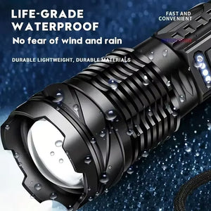 Tactical Flashlight, USB Rechargeable, Zoom Torch