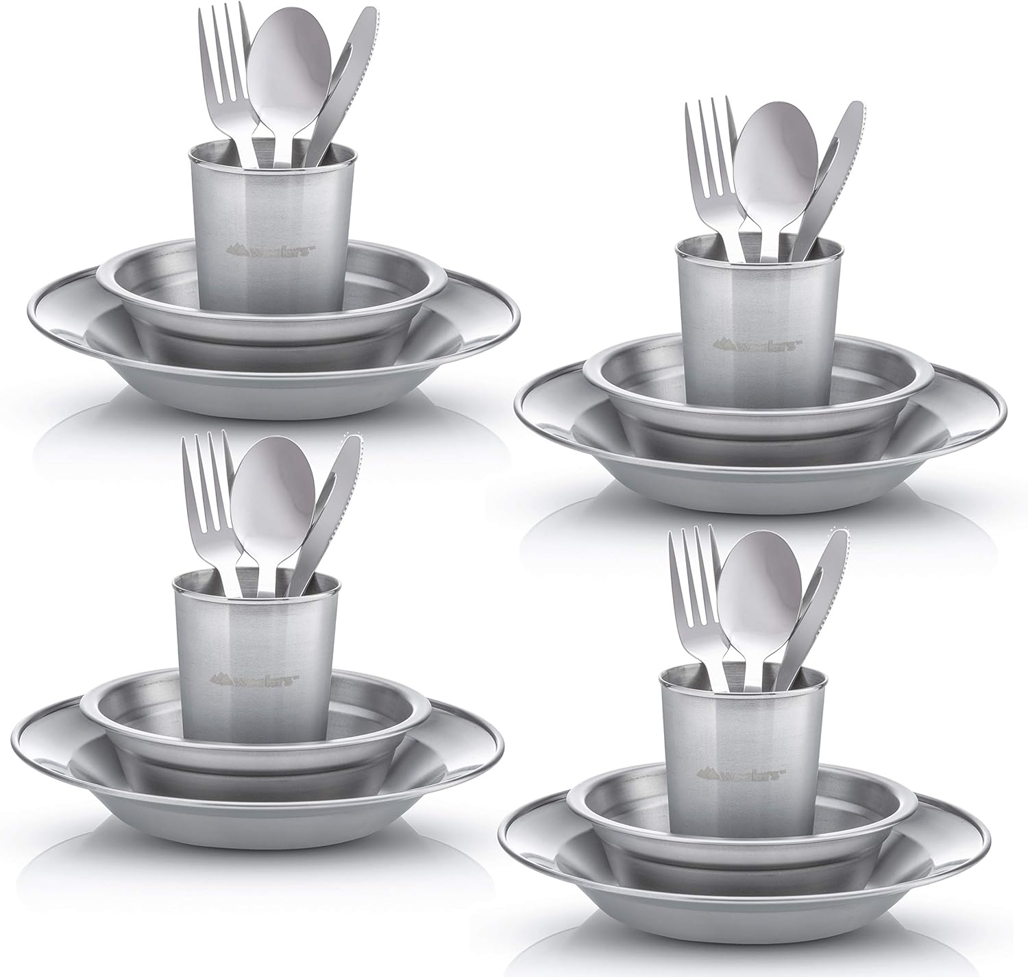 Complete Messware Kit Polished Stainless Steel Dishes Set (4 Person Set)