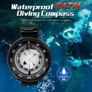 Professional Waterproof 5ATM Dive Wrist Compass