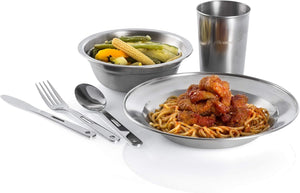 Complete Messware Kit Polished Stainless Steel Dishes Set (4 Person Set)