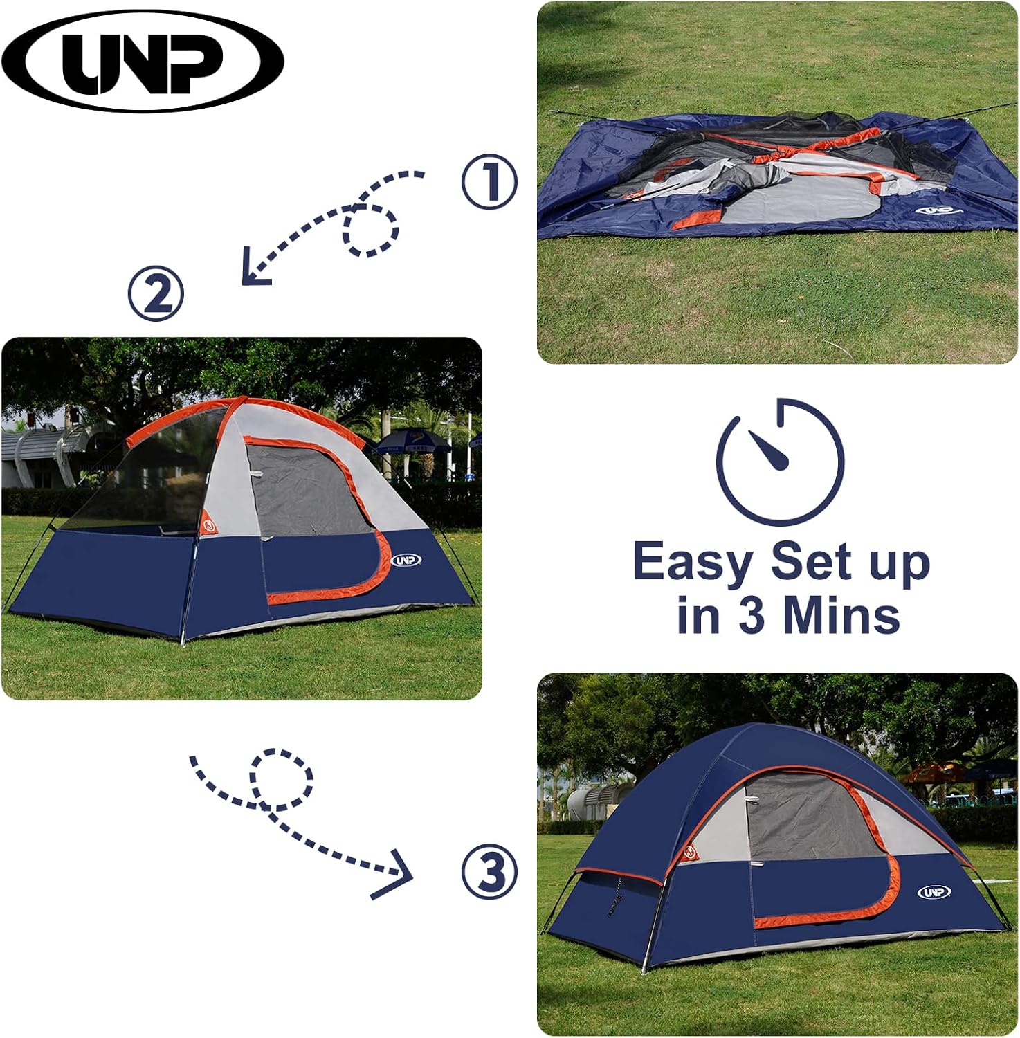 Camping Tent 2 Person, Waterproof Windproof Tent with Rainfly Easy Set Up