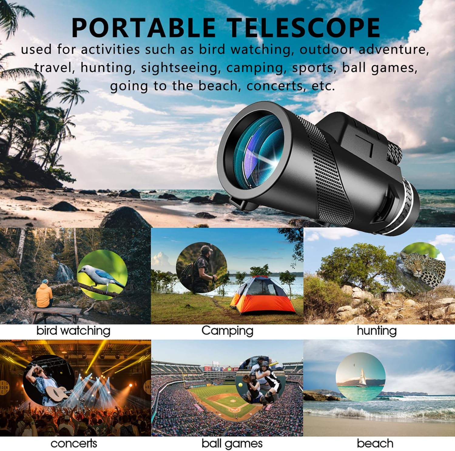 80X100 High-Powered Monocular Telescope with Tripod