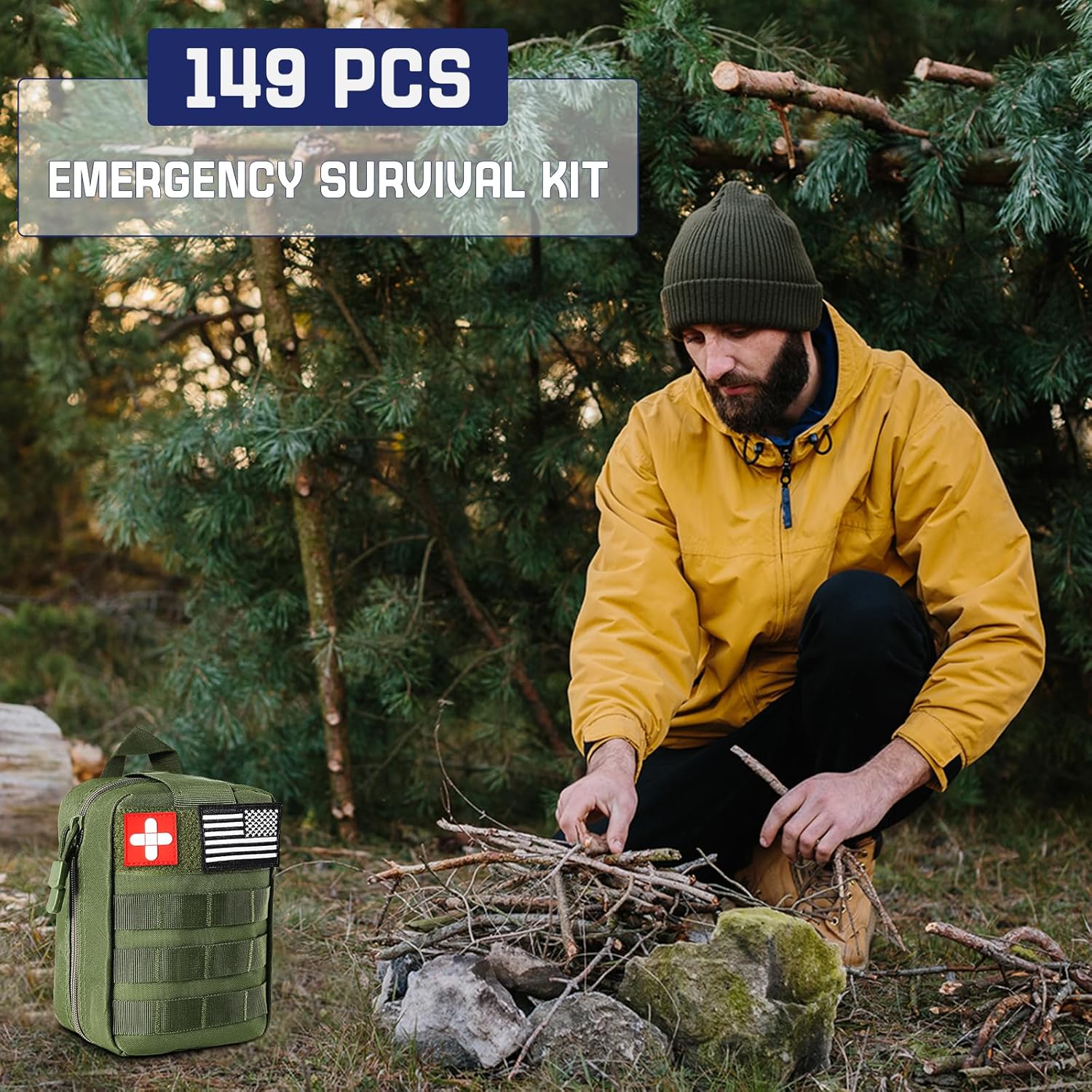 Survival Kits, 149Pcs Survival Gear First Aid Kit