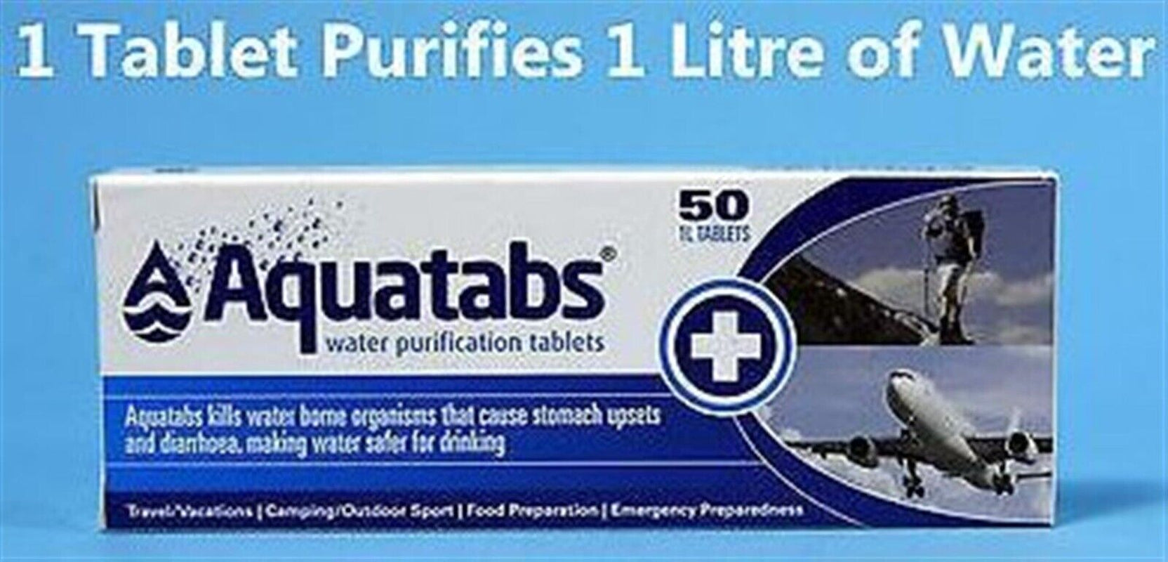 Aquatabs Water Purification Tablets 50 Camp Hike Survival Rescue Emergen Potable