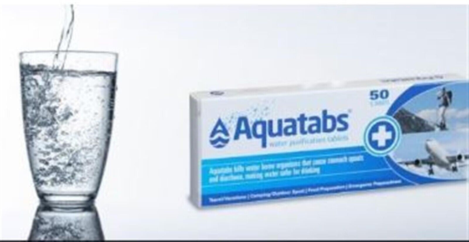 Aquatabs Water Purification Tablets 50 Camp Hike Survival Rescue Emergen Potable