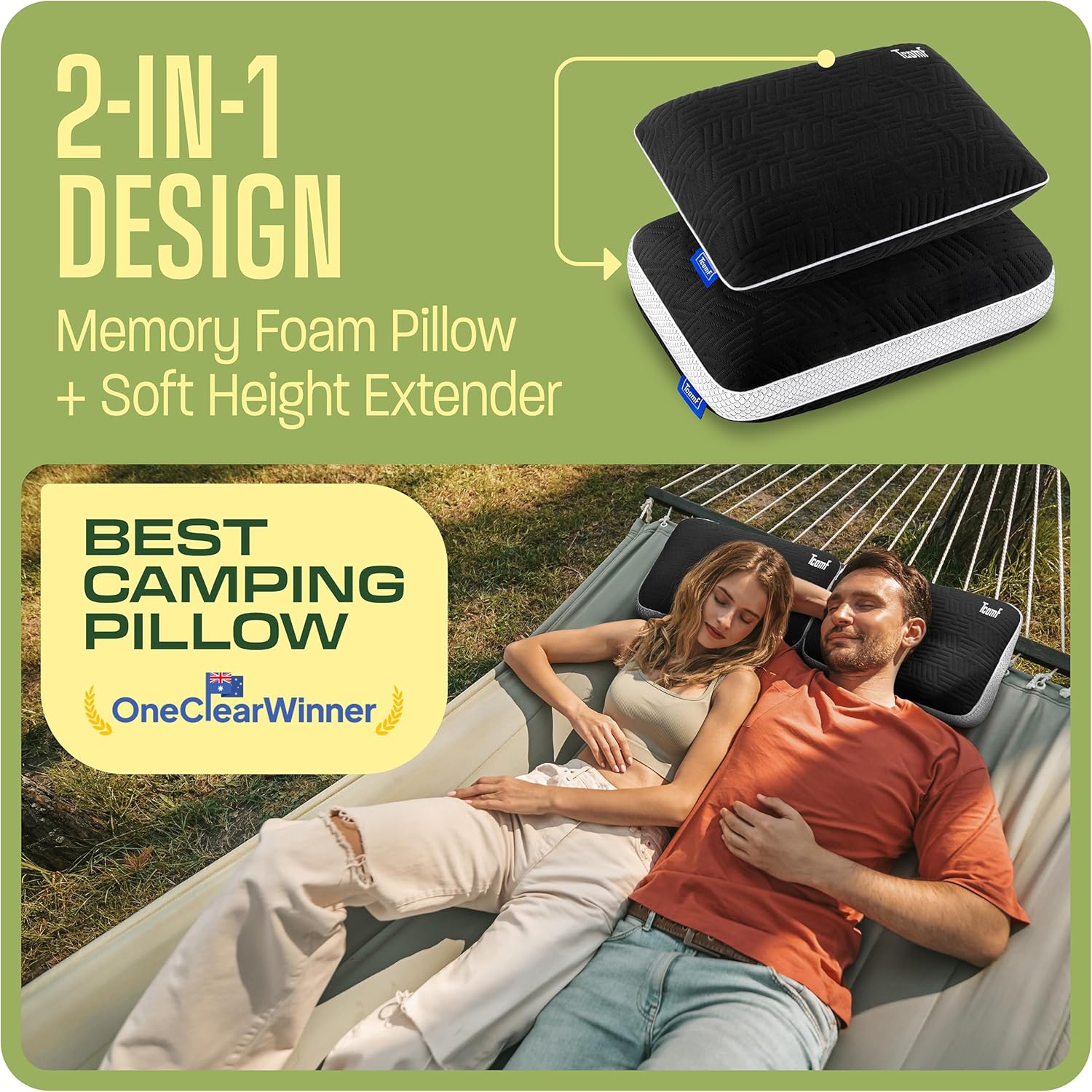 Travel Pillows with Soft Height Extender Camping Pillow for Sleeping (Black)