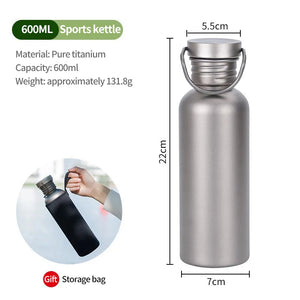 Titanium Water Bottle for Outdoor Sports, Camping & Hiking