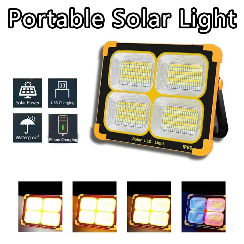 Solar LED Lantern, Rechargeable, Outdoor Camping Floodlight