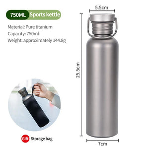 Titanium Water Bottle for Outdoor Sports, Camping & Hiking