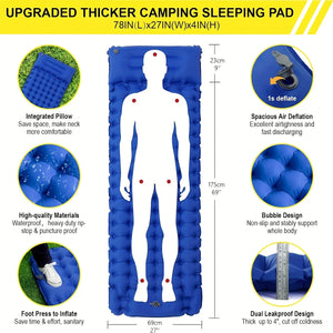 Outdoor 4-Inch Inflatable Sleeping Mat with Pillow & Pump