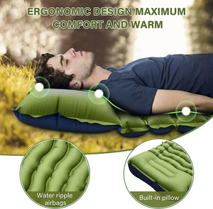 Outdoor 4-Inch Inflatable Sleeping Mat with Pillow & Pump