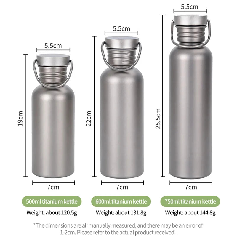 Titanium Water Bottle for Outdoor Sports, Camping & Hiking