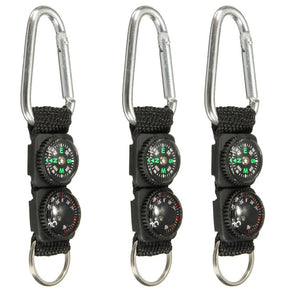 3-in-1 Mini Carabiner Keychain with Compass, Thermometer & Hanger