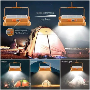 Solar LED Lantern, Rechargeable, Outdoor Camping Floodlight