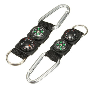 3-in-1 Mini Carabiner Keychain with Compass, Thermometer & Hanger