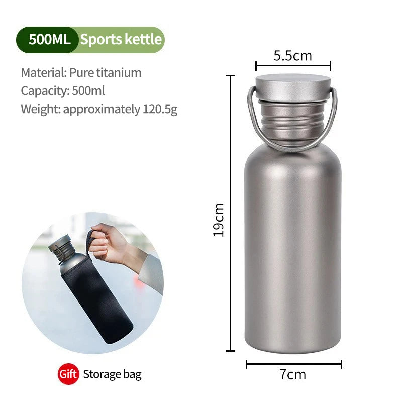 Titanium Water Bottle for Outdoor Sports, Camping & Hiking