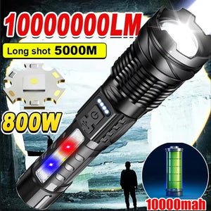 Tactical Flashlight, USB Rechargeable, Zoom Torch