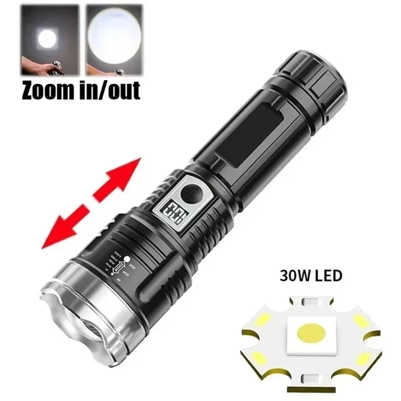 Tactical Flashlight, USB Rechargeable, Zoom Torch